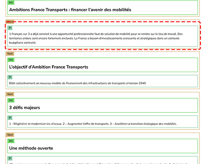 PDF HTML Checker visualisation highlighting tagging inconsistencies in the original document.