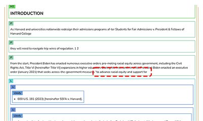 Image of page 2 of document A tagged by PDF HTML Checker clearly demonstrating an inappropriate reading order.